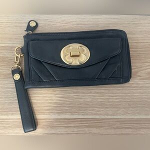 Emma Fox Black and Gold Clutch